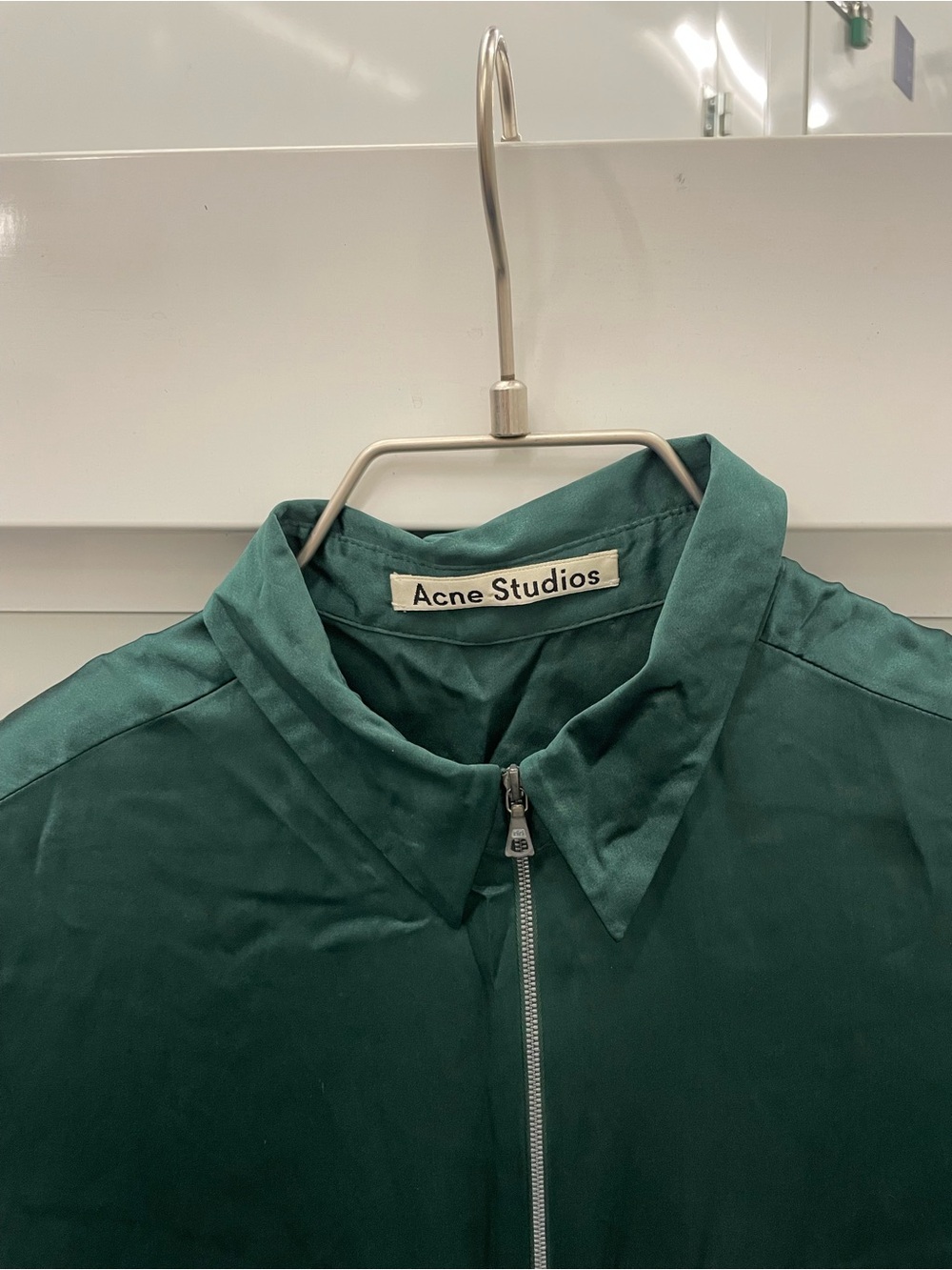 Acne Studios Emerald Silk Shirt Dress